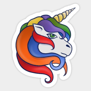 Retro Rainbow Unicorn Sticker